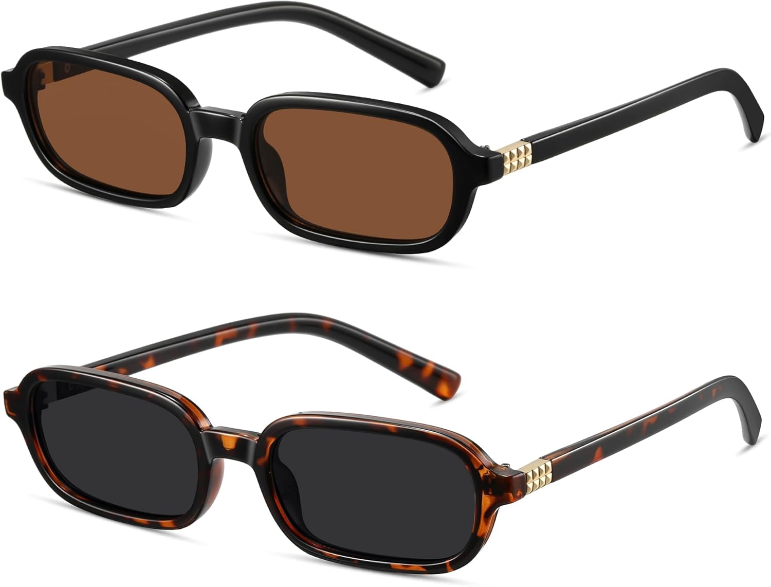 

Ретро-солнцезащитные очки прямоугольной формы для женщин и мужчин, модные винтажные маленькие квадратные солнцезащитные очки в стиле 90-х, милые солнцезащитные очки CL010 Colrea, Black Frame/Brown Lens+tortoise Frame/Black Lens