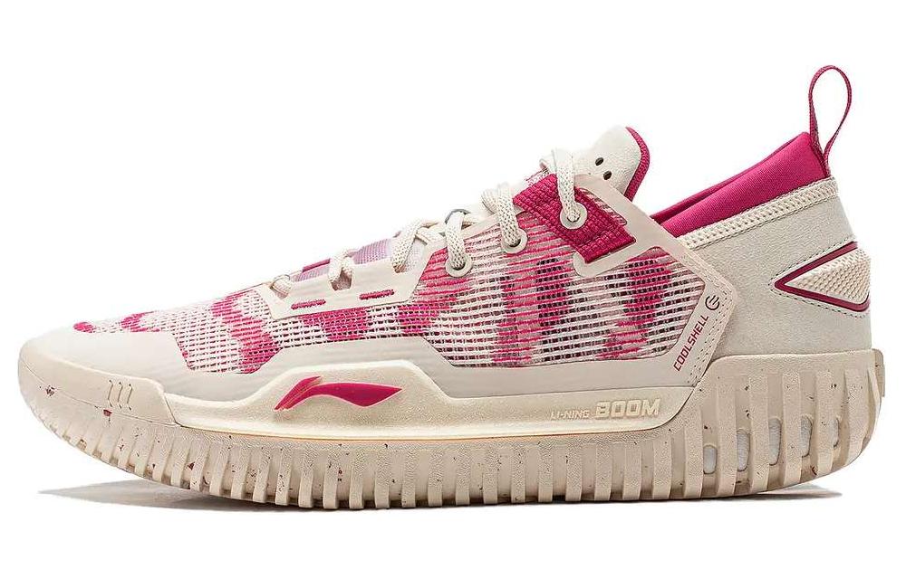 

Лининг BadFive 3 низкие амортизирующие износостойкие легкие баскетбольные кроссовки мужские бежево-бело-розовые