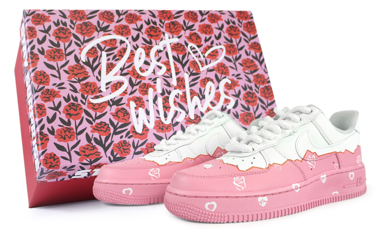 

Кроссовки Nike Air Force 1 Skateboard Shoes Men Low-Top White Pink, Белый, Кроссовки Nike Air Force 1 Skateboard Shoes Men Low-Top White Pink