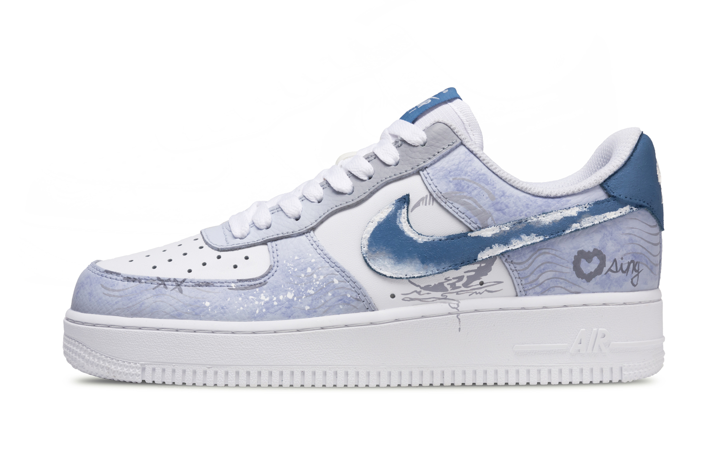 

Nike Кроссовки для скейтбординга Air Force 1 Interstellar Galaxy Abrasion Resistant низкие мужские white blue