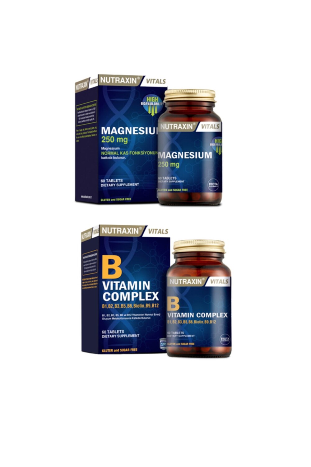 

Nutraxin Добавка магния 250 мг 60 таблеток + комплекс витаминов группы В 60 таблеток