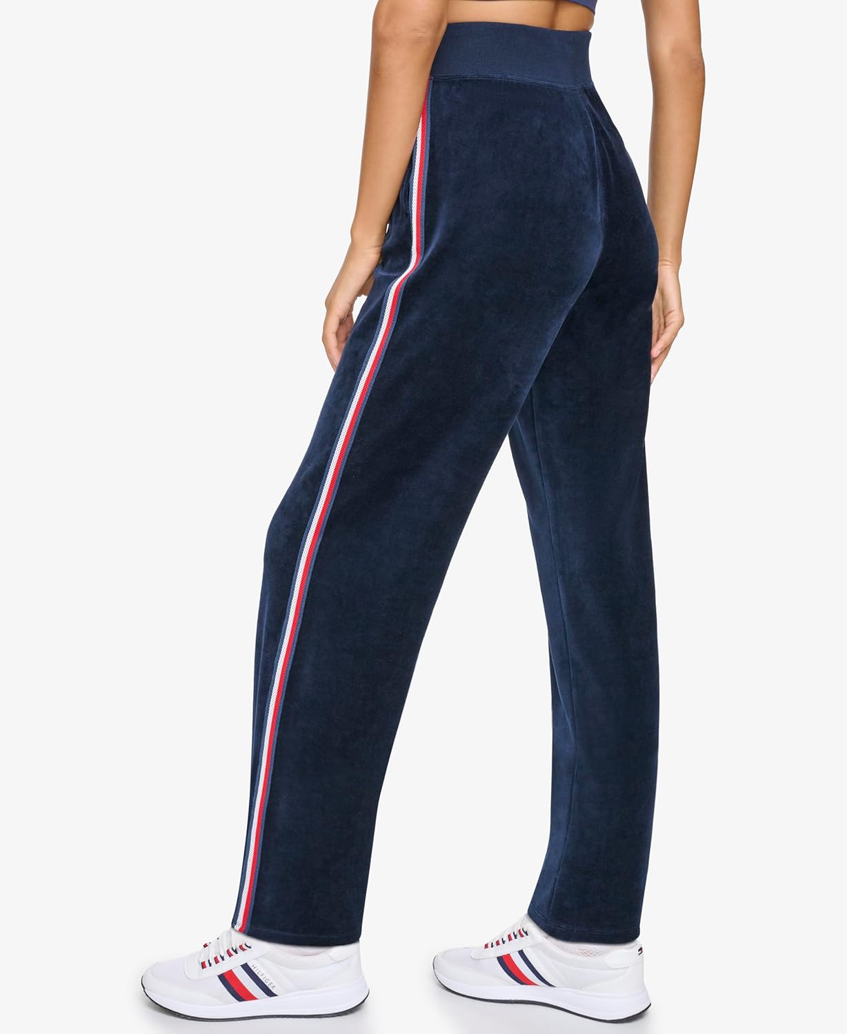 Женские спортивные штаны Tommy Hilfiger Velour с боковыми лентами, Navy — фото 4