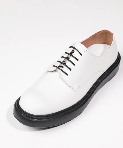 Мужские туфли из натуральной кожи Project 3 White Derby Drive Shoes BRENOWELT — фото 3