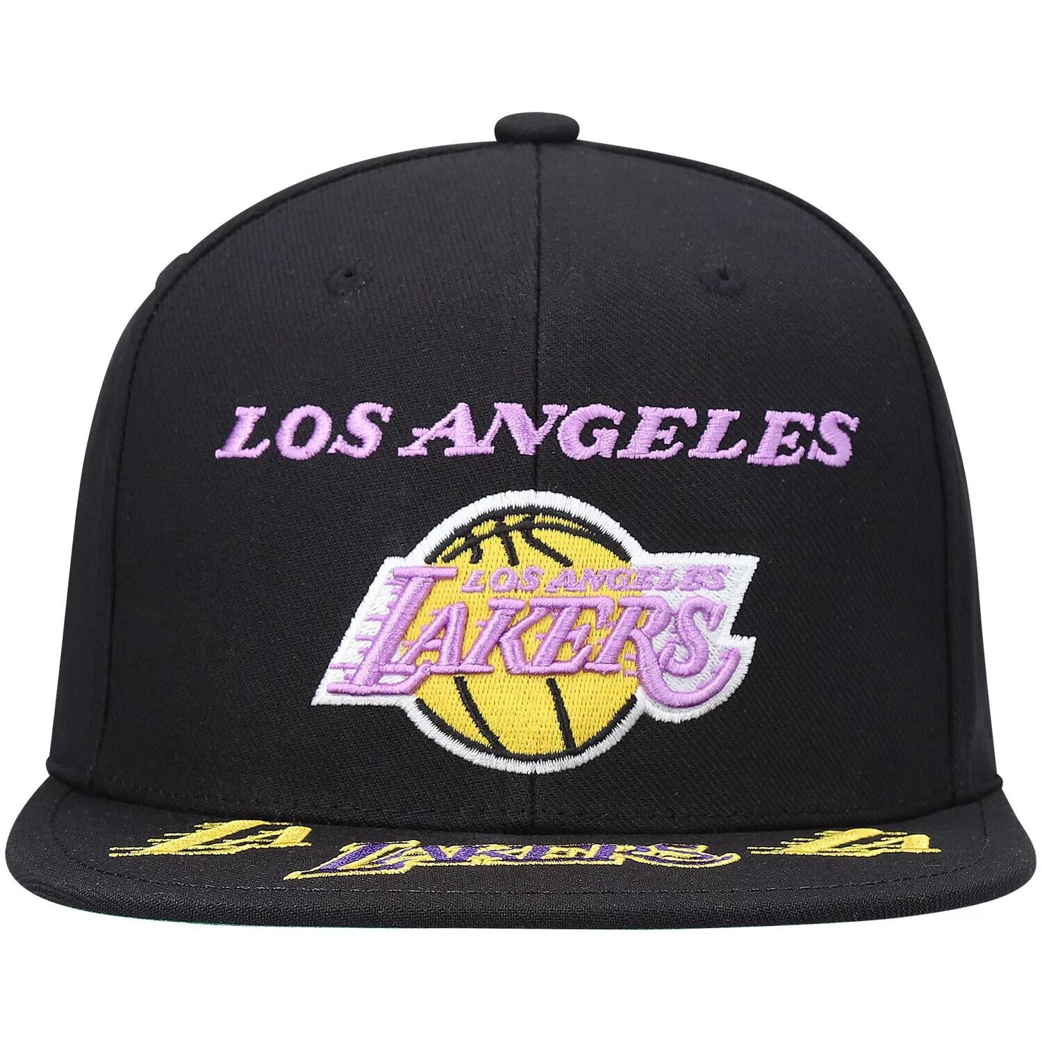 

Мужская черная мужская кепка Snapback Mitchell & Ness Los Angeles Lakers из твердой древесины с загрузкой спереди