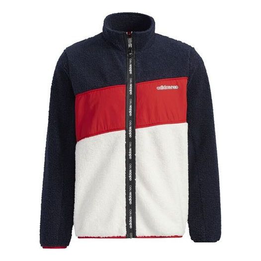 

Куртка neo brlv jkt stand-up collar contrast fleece jacket for men red/blue/white Adidas, белый