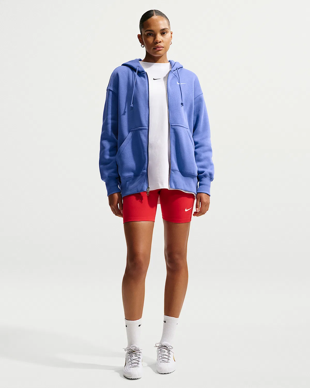 Женская оверсайз худи на молнии Nike Sportswear Phoenix Fleece, Light Medium Blue/Sail — фото 4