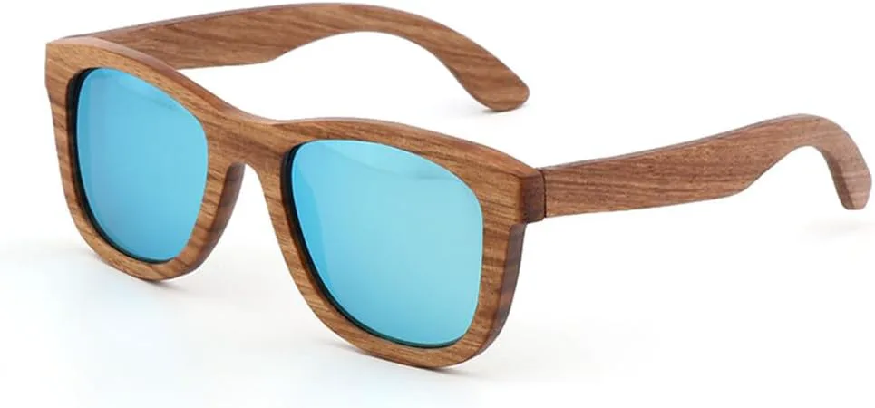 

Модные солнцезащитные очки Zebra Wood с поляризованными линзами UV400 для женщин и мужчин, в деревянном футляре, с различными вариантами цвета линз UJNHGQ, Ice Blue