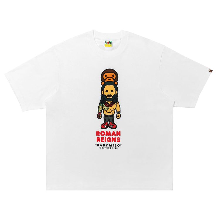 

Футболка BAPE x WWE Roman Reigns Baby Milo Relaxed Fit Tee, белый
