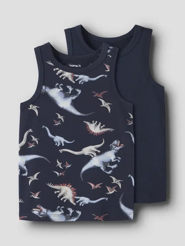 Футболка Nmmtank dino 2 pack undershirt Name It, темно-синий