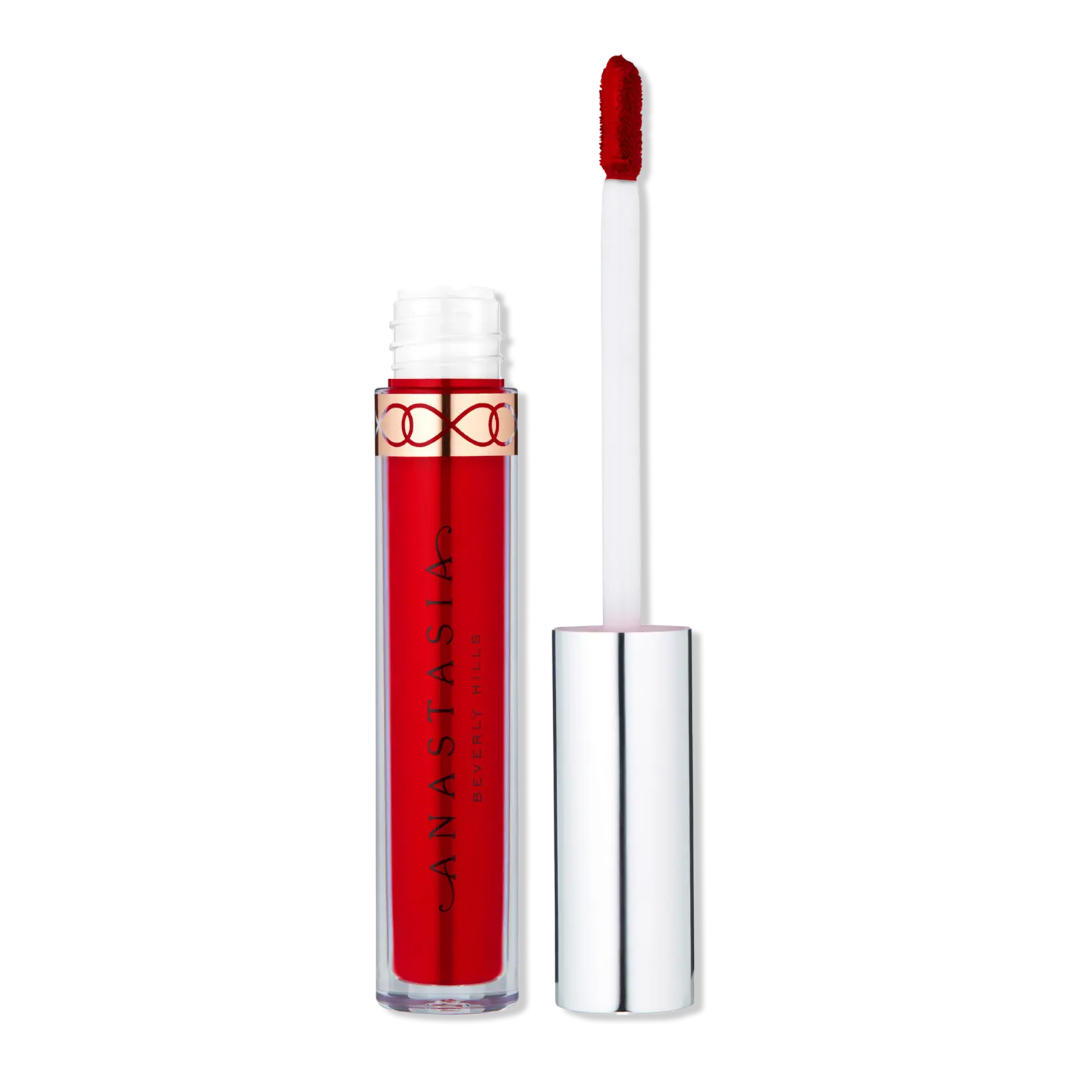 

Жидкая матовая помада, устойчивая к размазыванию. Anastasia Beverly Hills, American Doll (classic retro red, matte finish)