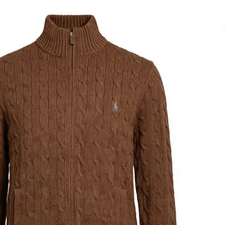Вязаный джемпер мужской Polo Ralph Lauren коричневый — фото 4