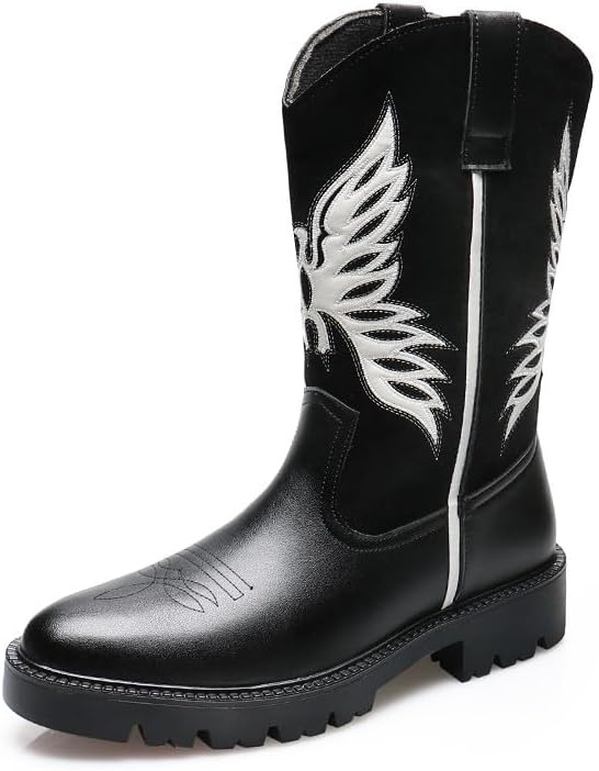 

Ковбойские сапоги среднего голенища Santimon в западном стиле, с вышивкой, с толстой подошвой, черно-коричневые