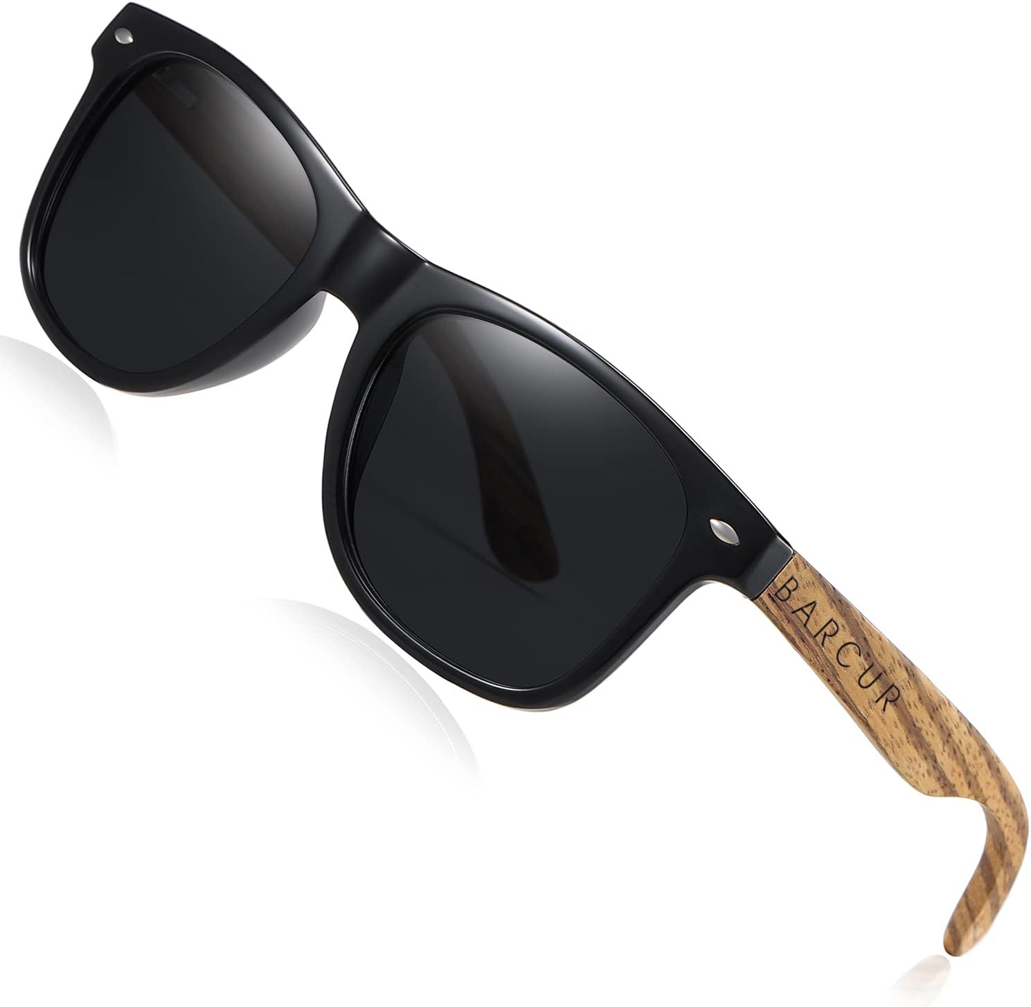 

Солнцезащитные очки Barcur Wood для мужчин и женщин, поляризованные, с защитой от УФ-излучения, оправа из черного ореха/дерева «зебра», в комплекте с футляром, Zebra Black Frame Grey Lens