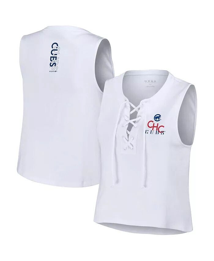 

Женская белая майка Chicago Cubs со шнуровкой WEAR by Erin Andrews
