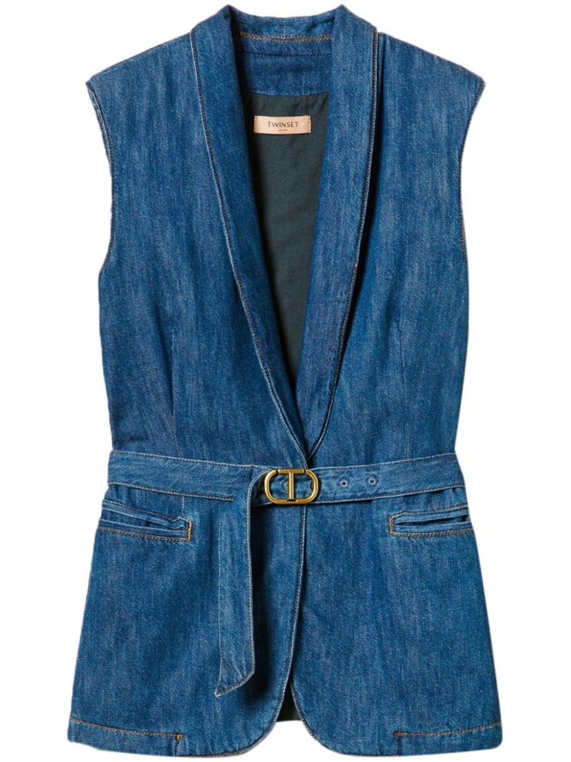 

TWINSET джинсовый жилет с поясом, синий