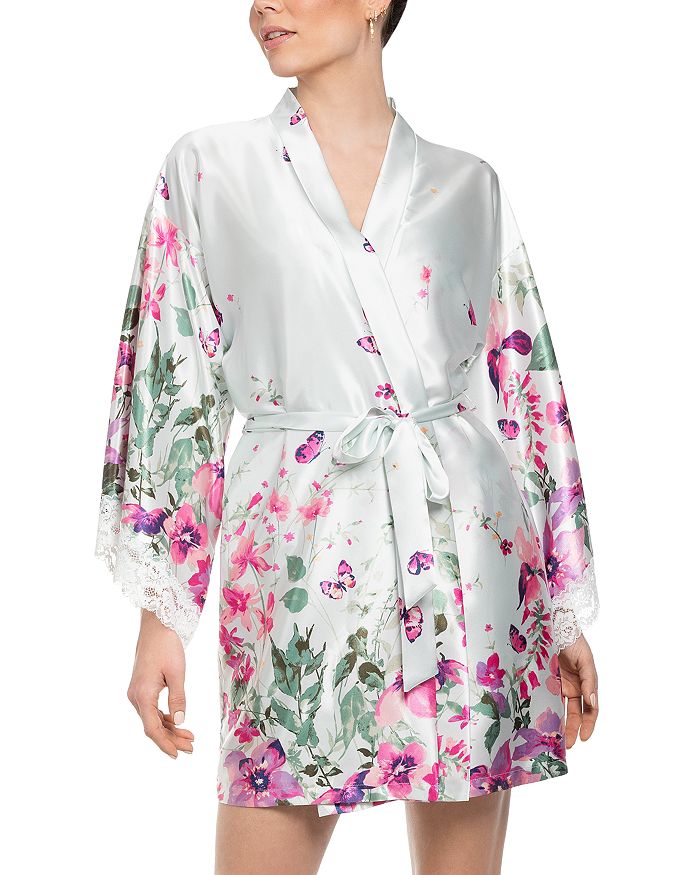 

Сатинговый халат с цветочной каймой Wrap Robe In Bloom by Jonquil, зеленый