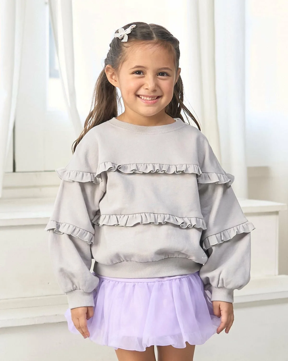 Толстовка с оборками Lycee mine, Light Gray