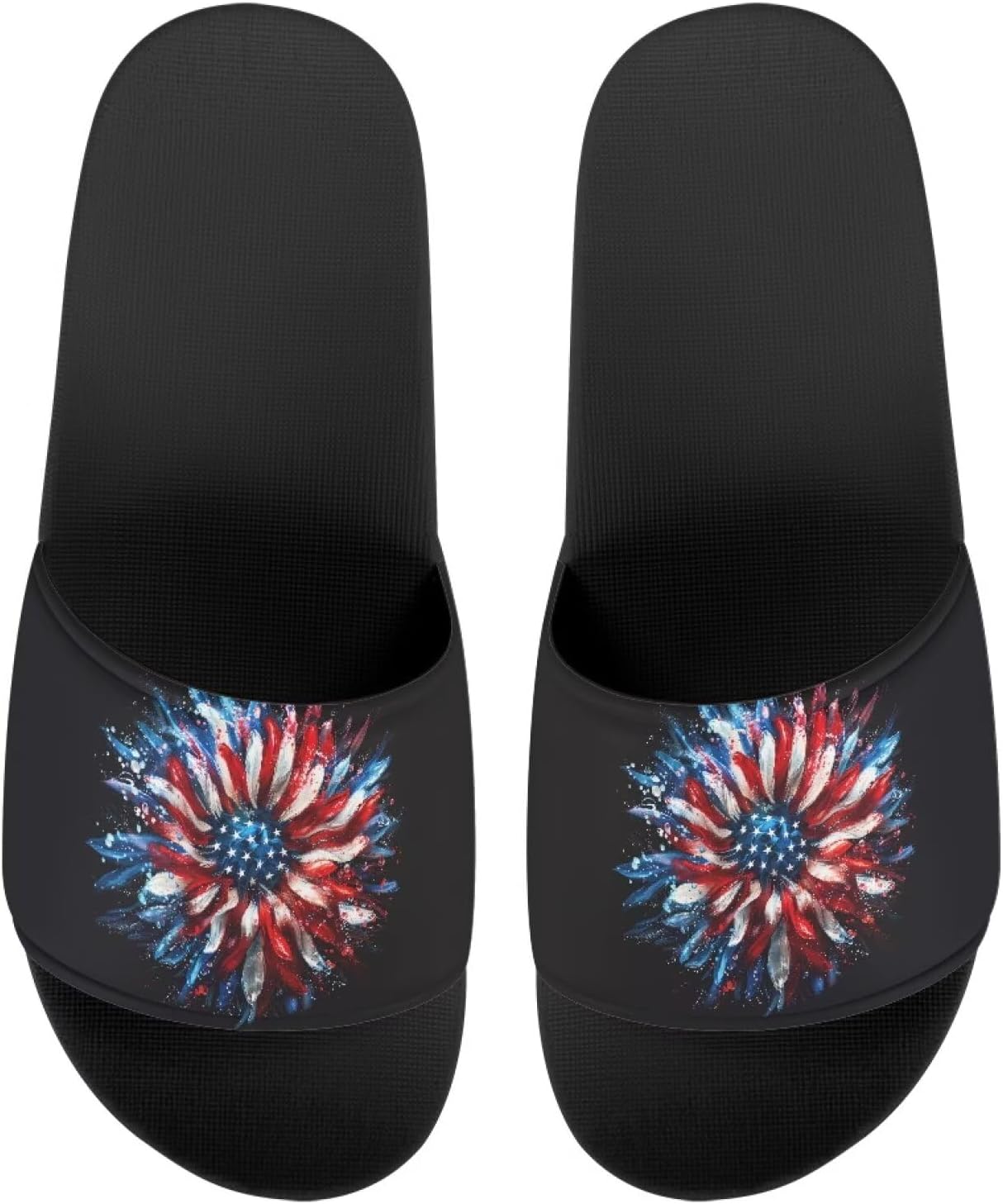 

Сандалии EVA с одной полосой, с рисунком подсолнухов, с мягкой подошвой, открытым носком, противоскользящие, на плоской подошве для женщин и мужчин Drnuikhe, Sunflower 4th of July Patriotic