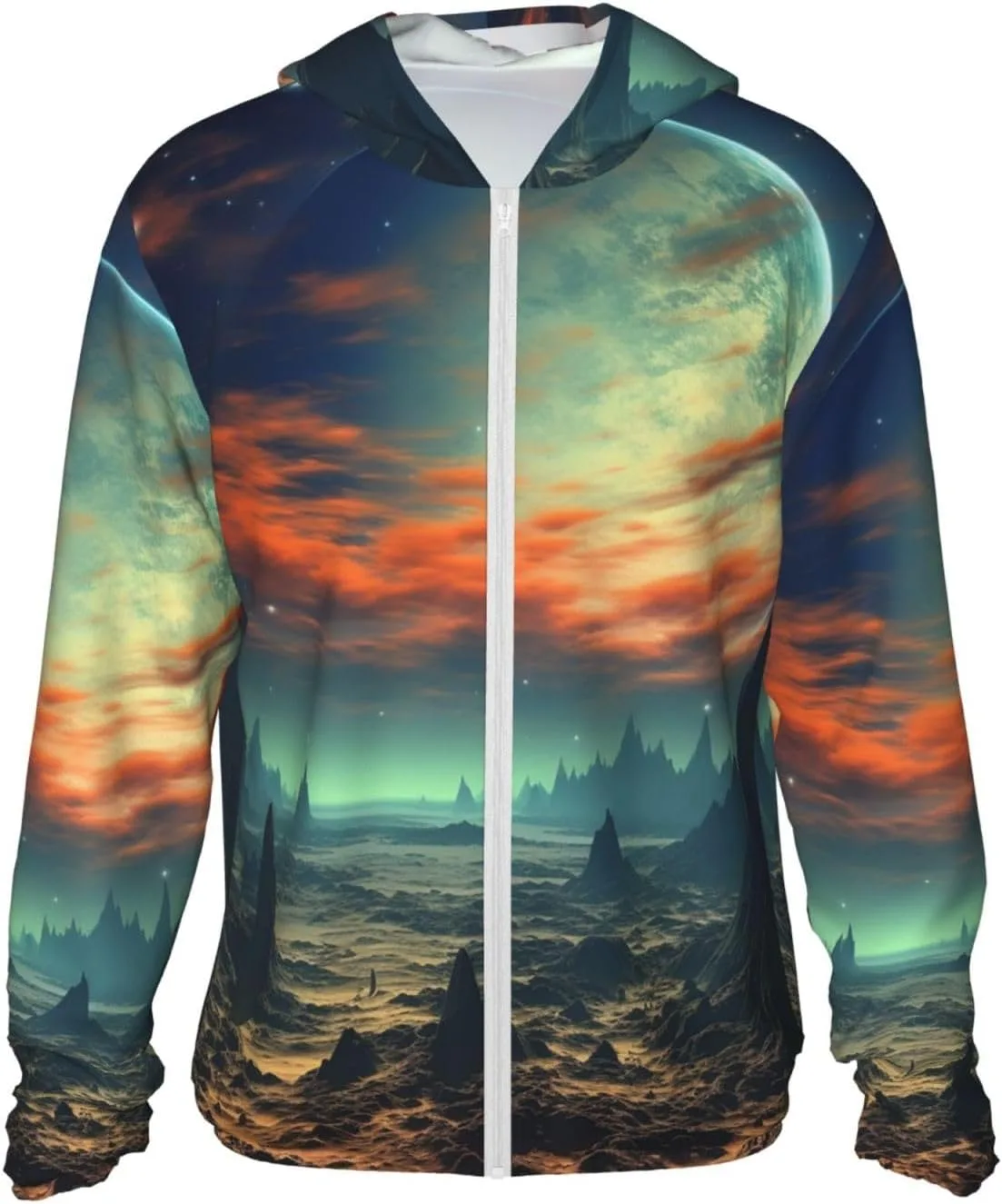 

Толстовка с капюшоном Dream Space Sky Star для защиты от солнца Full Zip UPF 50+ с длинным рукавом и карманом HJBNW