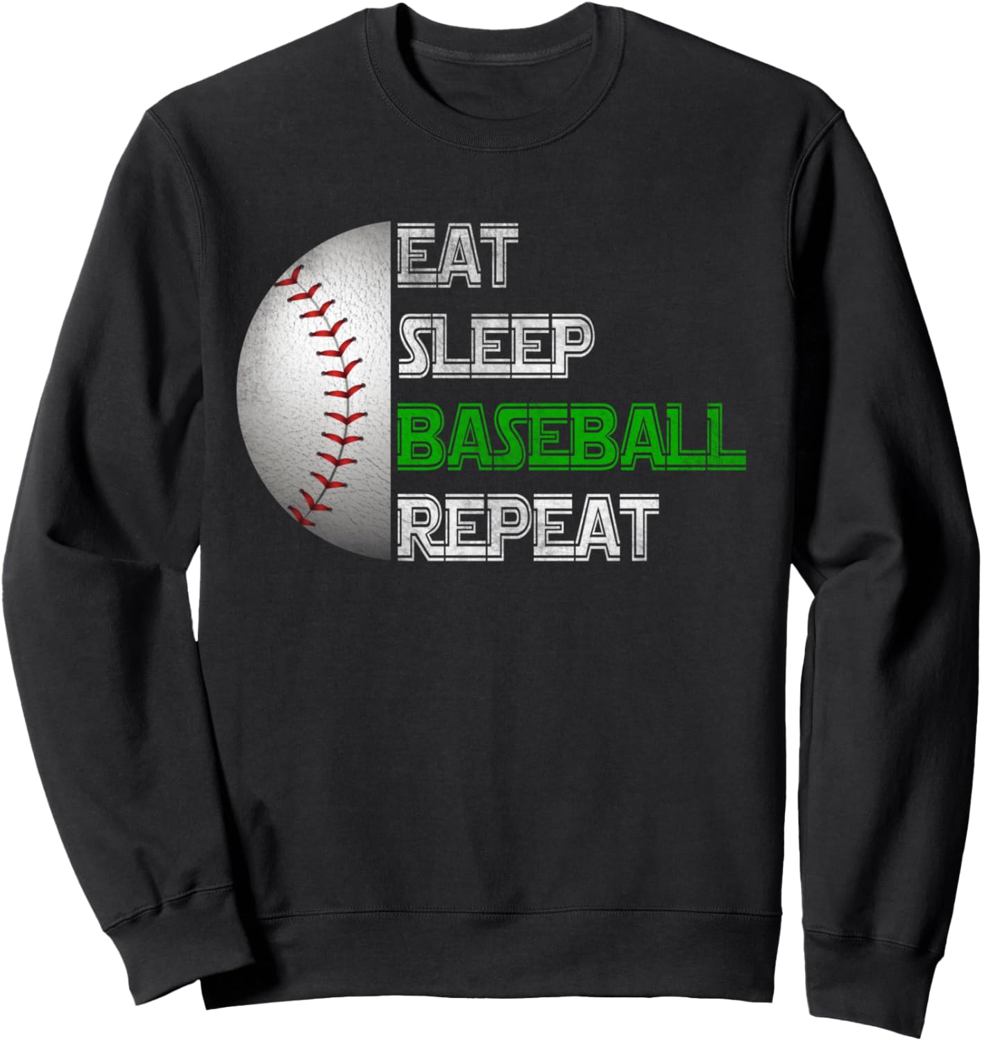 

Ешь, спи, бейсбол, повторяй, бейсболист, забавная винтажная толстовка Eat Sleep Baseball Repeat Fan Gifts Vintage Design, черный