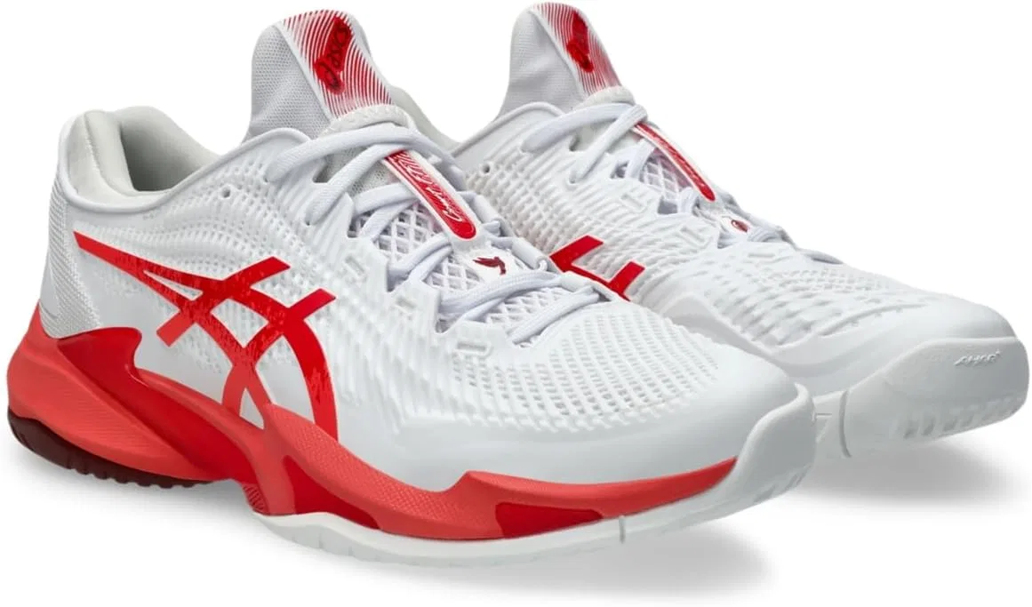 Кроссовки теннисные ASICS Court FF 3 Novak, White/Electric Red — фото 2