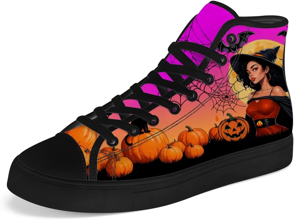 

Кеды Chebing для мужчин и женщин, ведьмовские высокие кеды из холста, с шнуровкой, повседневная обувь для Хэллоуина, пурпурный