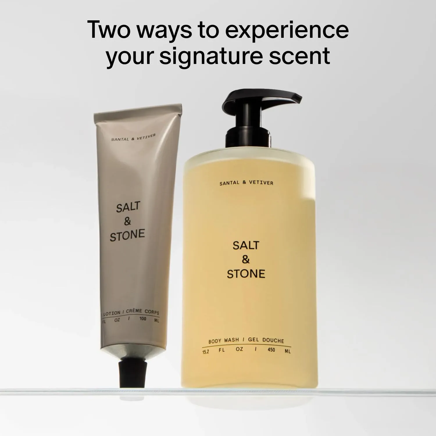 Увлажняющий гель для душа и лосьон для тела Salt & Stone | Сантал и ветивер — фото 2