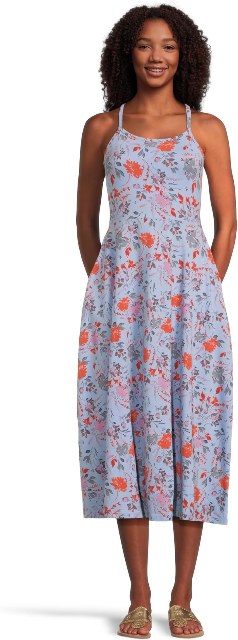 

Платье PACT Fit and Flare Midi Dress, Nightfall Blooms Cornflower Blue