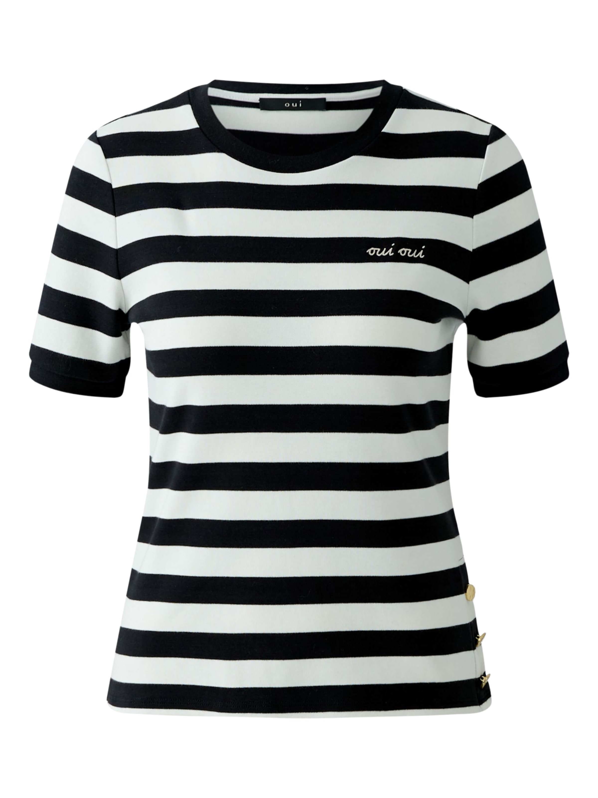 

OUI Футболка в черном цвете с крапинками белого, Черный, OUI Футболка в черном цвете с крапинками белого