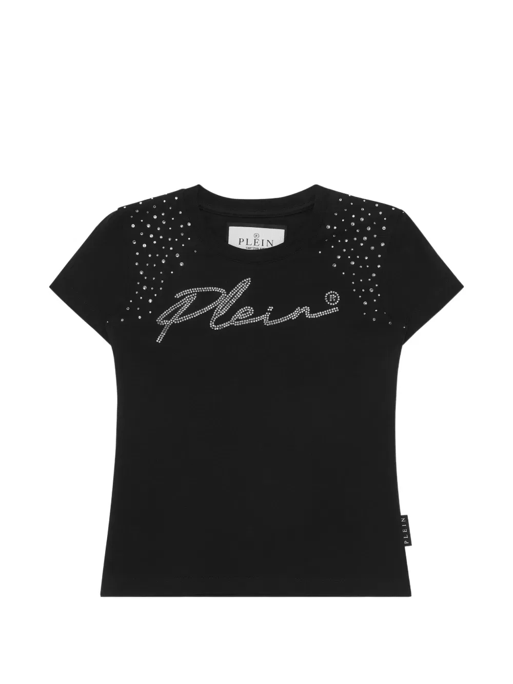 Футболка с круглым вырезом и кристаллами Philipp Plein Junior, черный