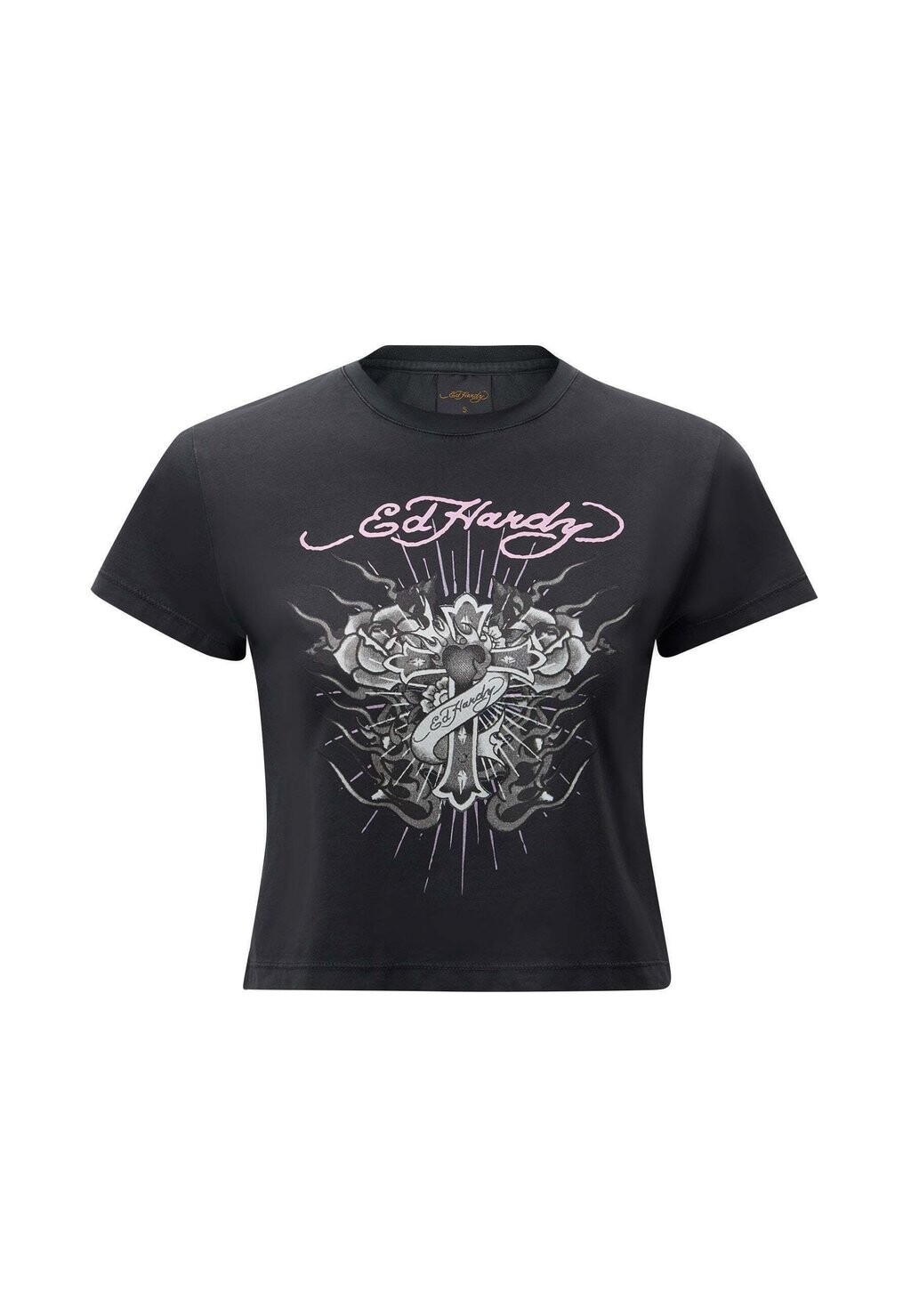 

Футболка с принтом VINTAGE BURNING CROSS BABY Ed Hardy, черный