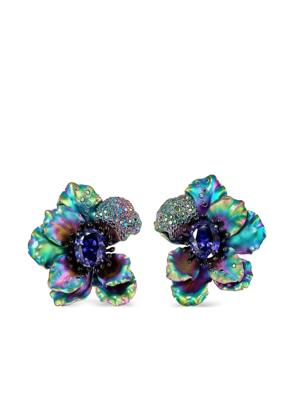 

Серьги Bloom Poppy из позолоченного серебра с камнями Anabela Chan, синий