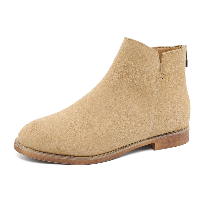 ZHENRAN Мужские бежевые замшевые ботинки с меховой подкладкой, цвет Beige Fleece-Lined — фото 4