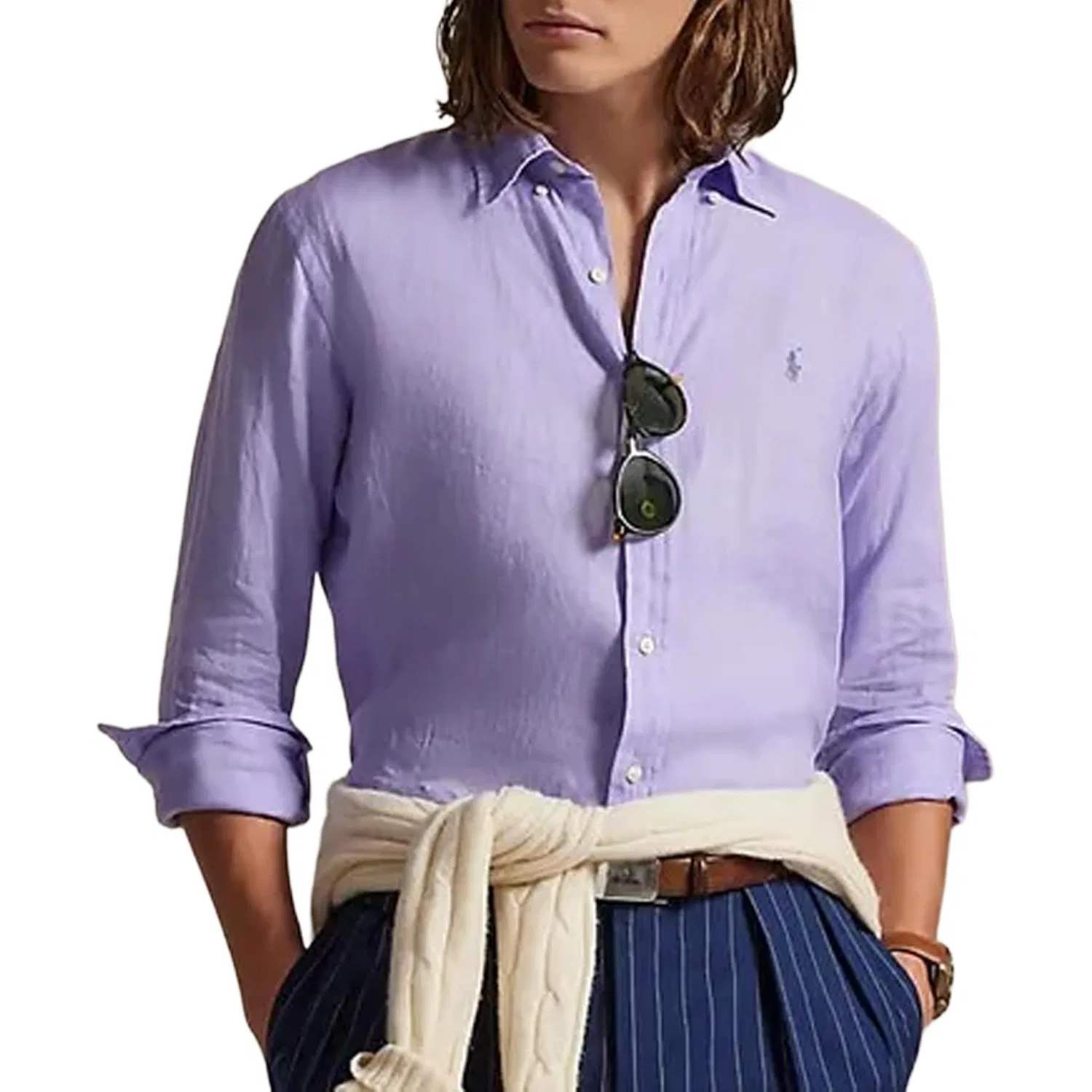 Рубашка классическая мужская Polo Ralph Lauren Лавандовый — фото 4