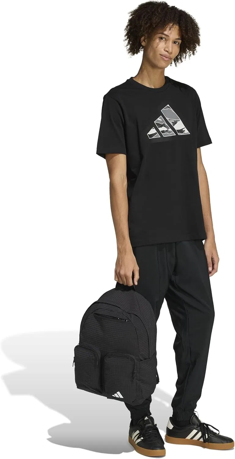 Футболка Adidas с камуфляжным принтом и современным логотипом, черный — фото 2
