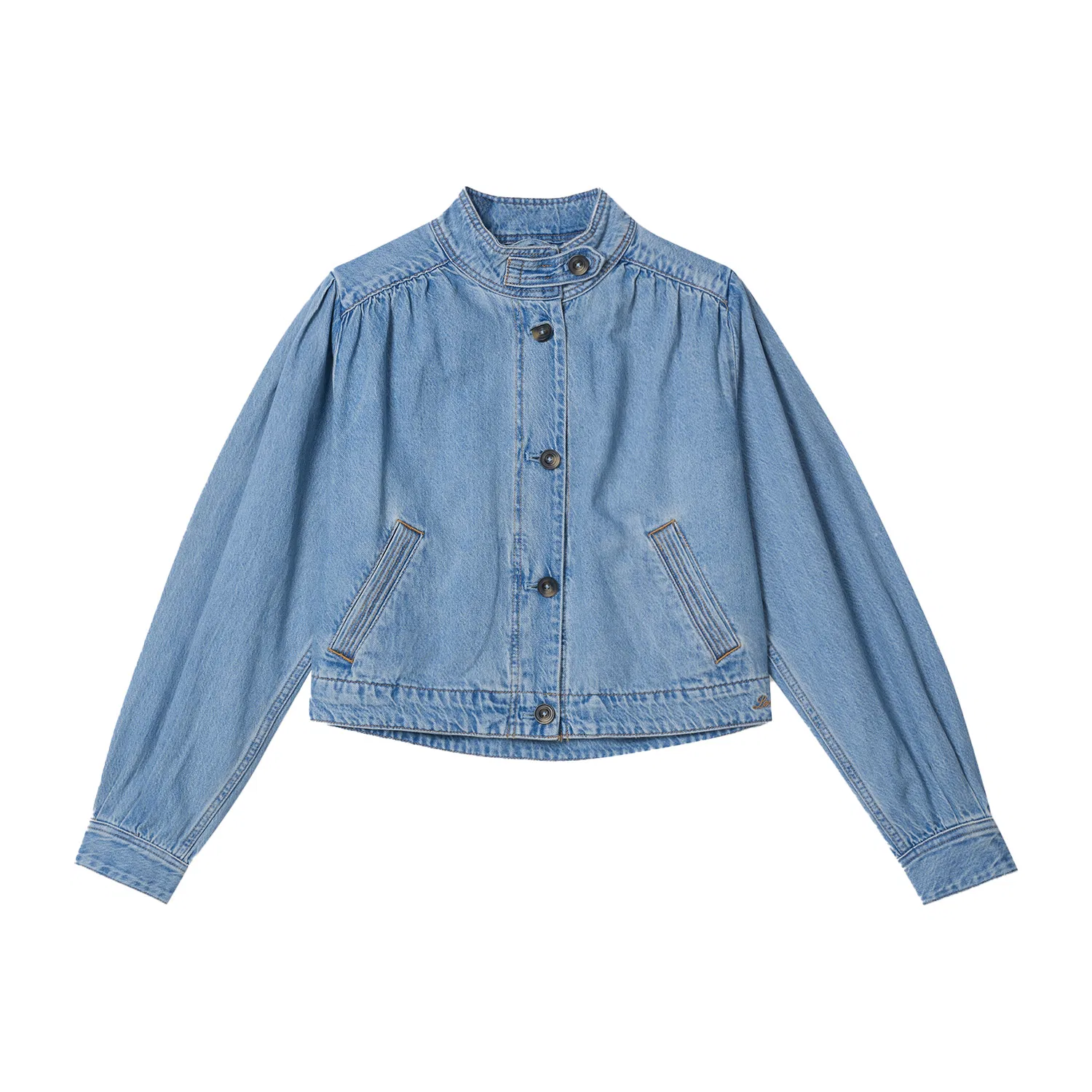 Джинсовая куртка женская light blue, со стоячим воротником, средней посадки Levis