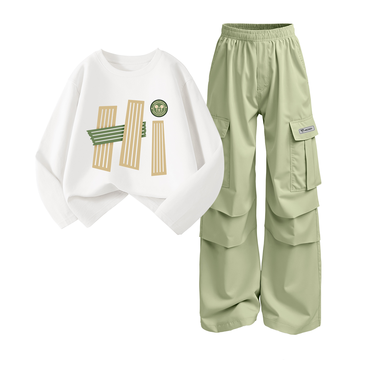 

Повседневный спортивный комплект из 2 предметов для детей 3-7 лет Disney, белый/зеленый