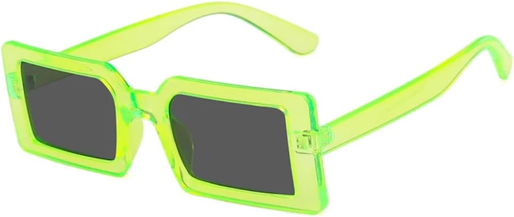 

Модные флуоресцентные зеленые прямоугольные женские солнцезащитные очки с прозрачными линзами цвета океана, винтажные мужские очки с защитой от УФ-излучения UV400 UUPTTPL, Green Gray