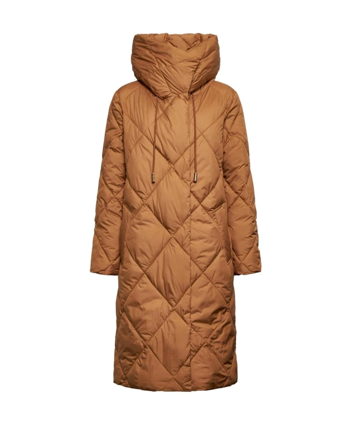 

Длинное стеганое пуховое пальто с ромбовидным узором Silvian Heach, коричневый