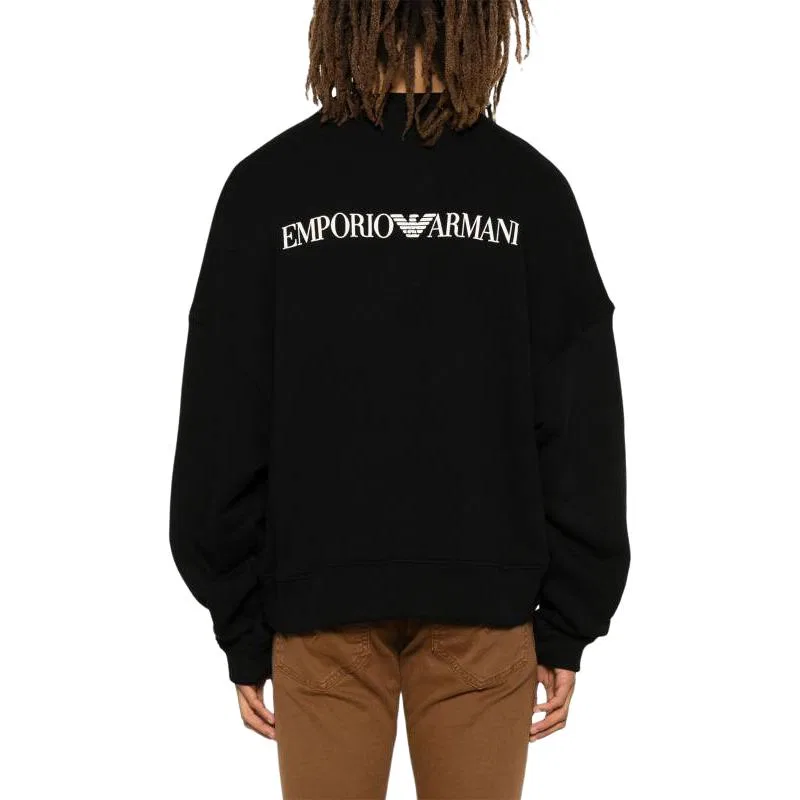 Свитшот с флокированным принтом Emporio Armani черный — фото 4