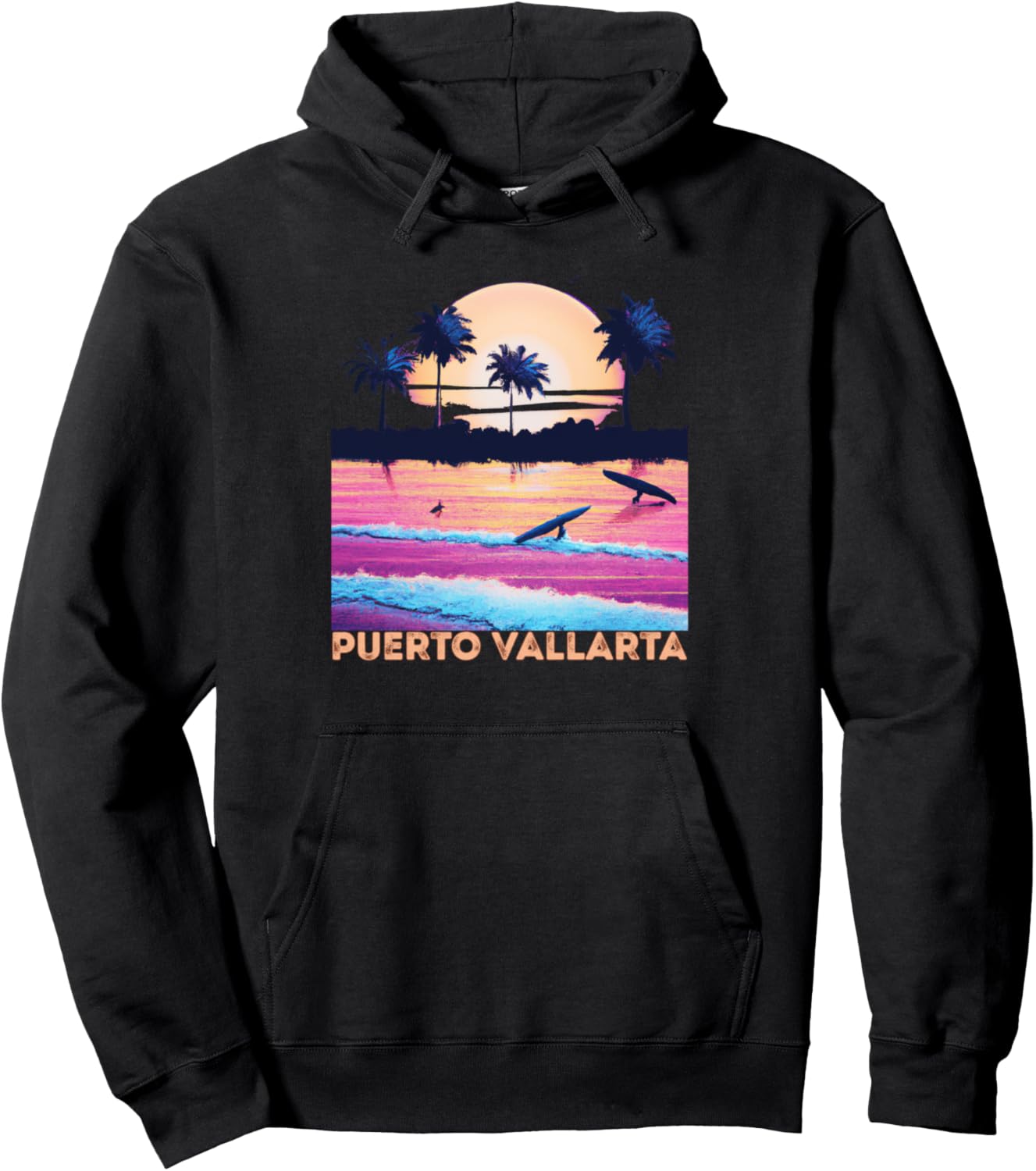 

Ретро-сувенирная толстовка для серфинга из Пуэрто-Вальярты, Мексика Puerto Vallarta Retro Beach Accessories, черный
