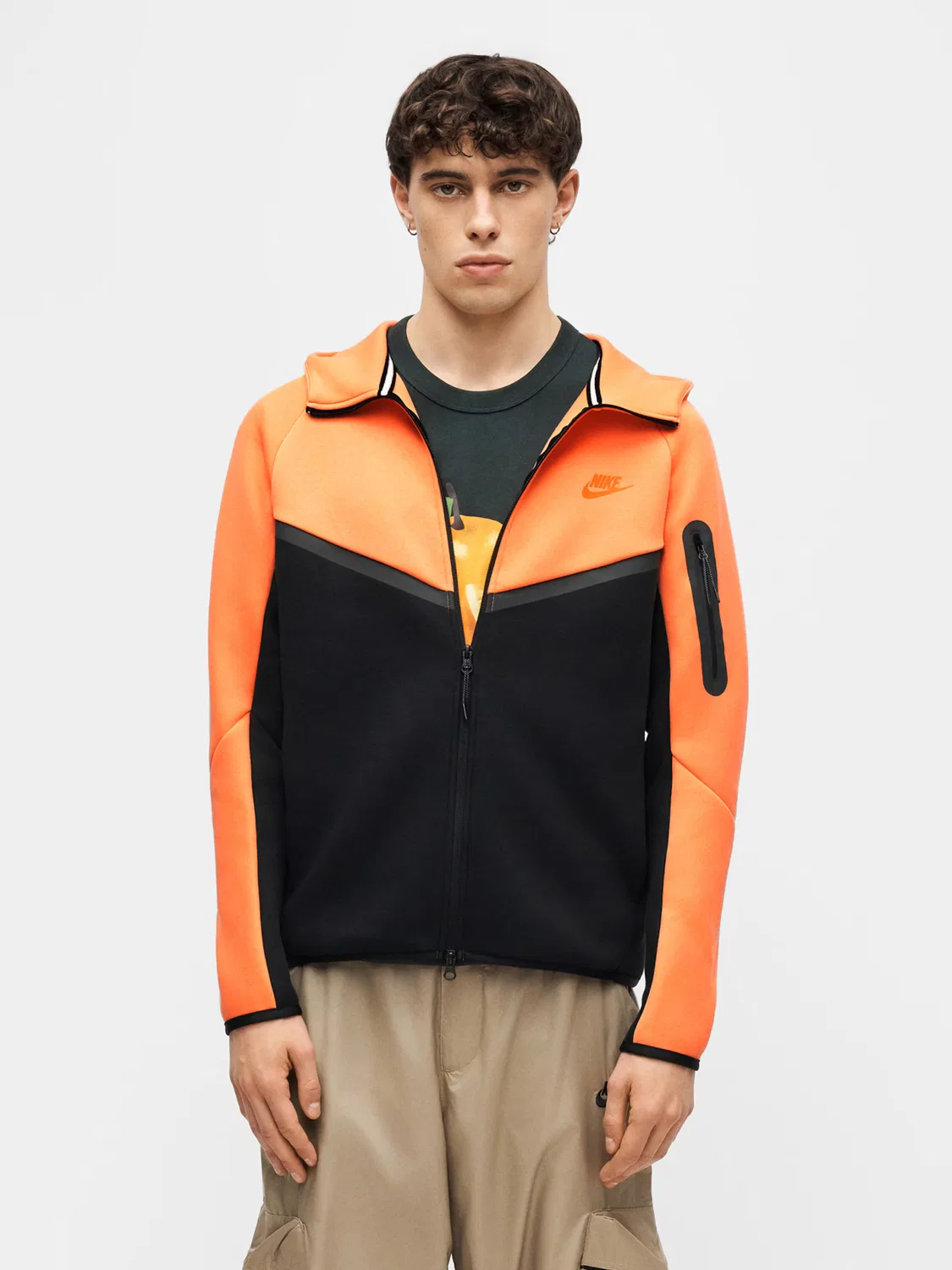 Толстовка на молнии из технологического флиса Nike Sportswear, Orange — фото 3