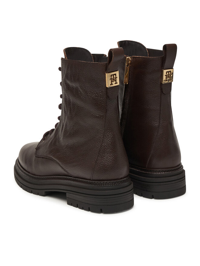 Ботильоны на шнуровке Th Plaque Pebble Lace Boot Warm FW0FW08767 Tommy Hilfiger, коричневый — фото 3