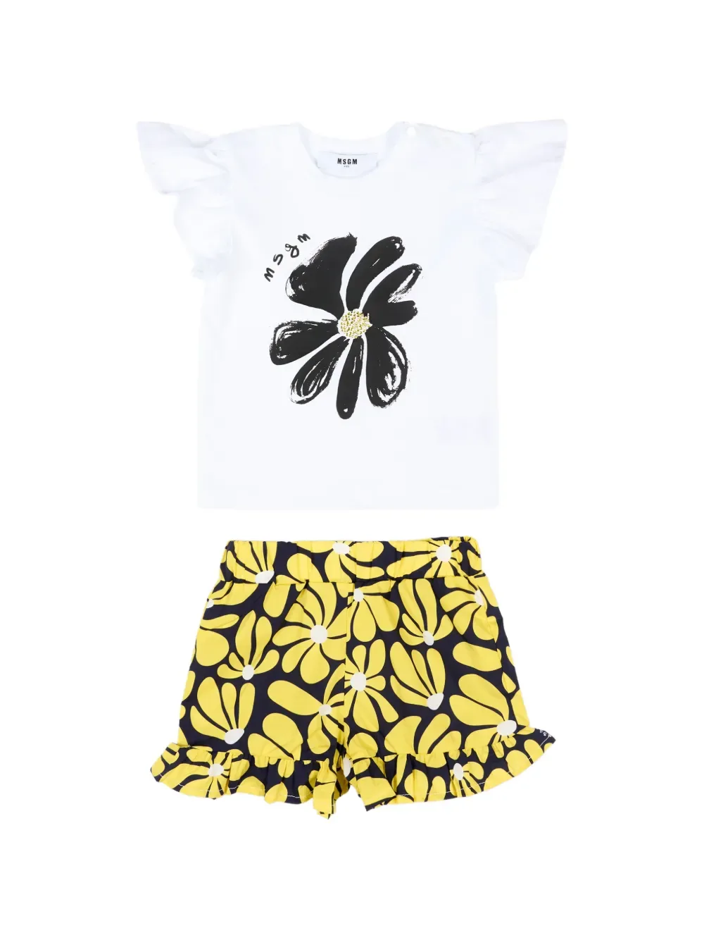 Комплект из шорт с цветочным принтом и оборками MSGM Kids, белый
