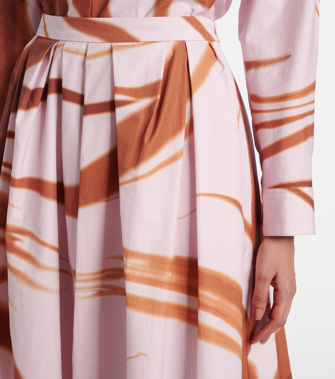 Юбка миди из хлопка с принтом и сборками Dries Van Noten, коричневый — фото 4
