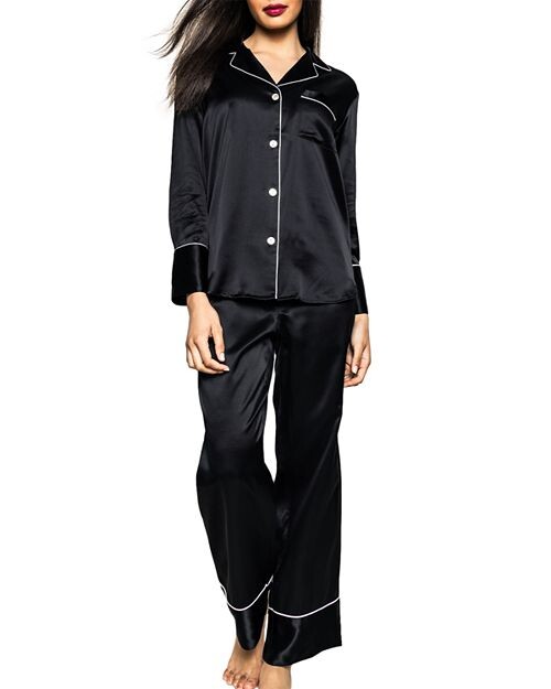 

Шелковый пижамный комплект Mulberry Petite Plume, цвет Black