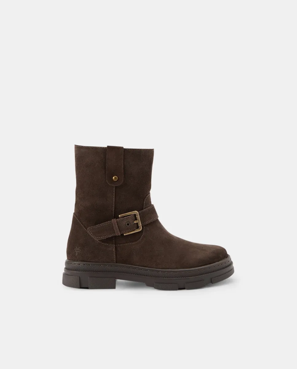 

Ботинки из мягкой замши для девочек с пряжкой и закругленным носком Coconut El Corte Inglés, шоколадный