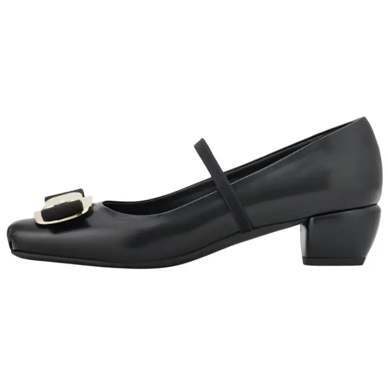 Ferragamo Туфли «Мэри Джейн» на толстом каблуке Vara, женские, черные, 4 см
