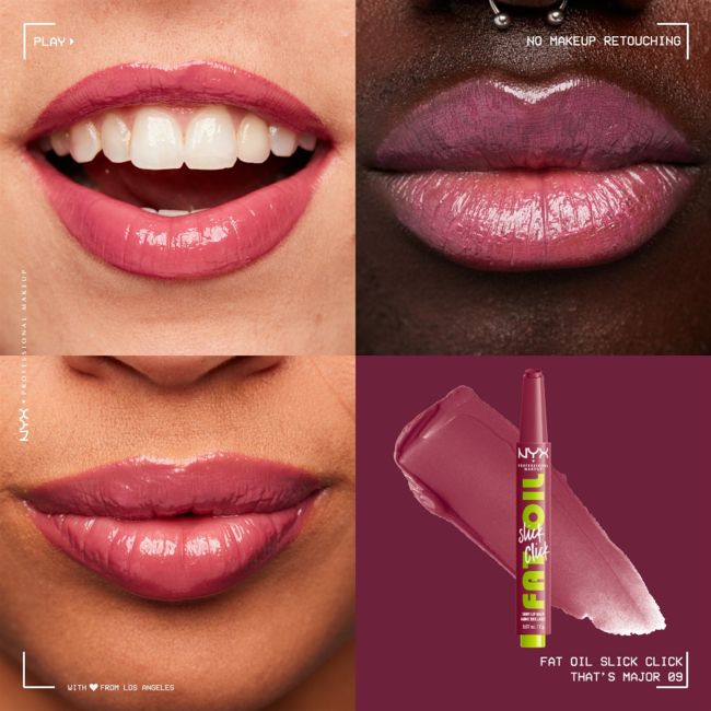 Жирный масляный скользящий щелчок блестящий бальзам для губ NYX Professional Makeup, цвет that's major, 2 гр — фото 3