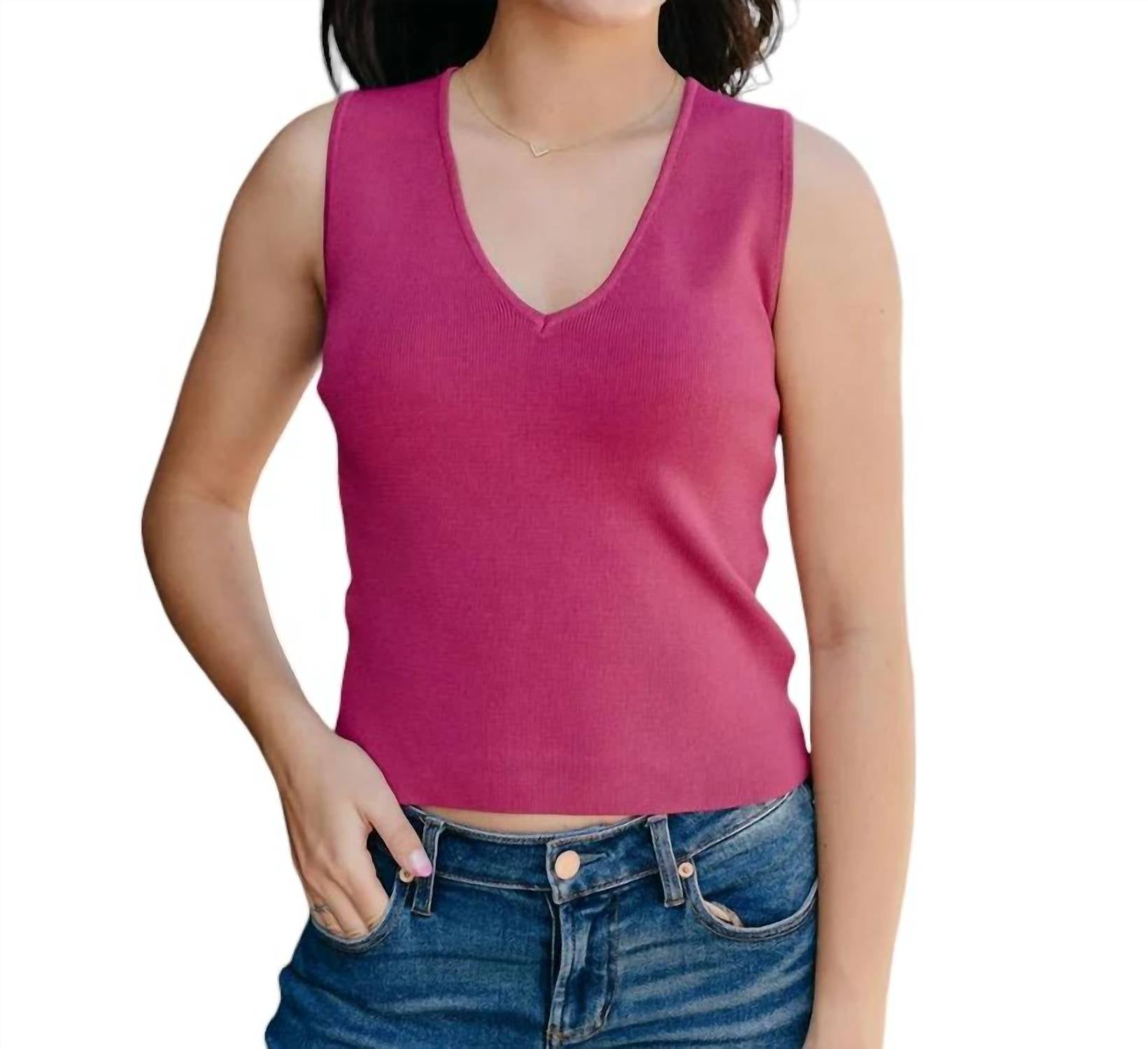 

Кокетливый топ с V-образным вырезом розового цвета 2.7 AUGUST APPAREL